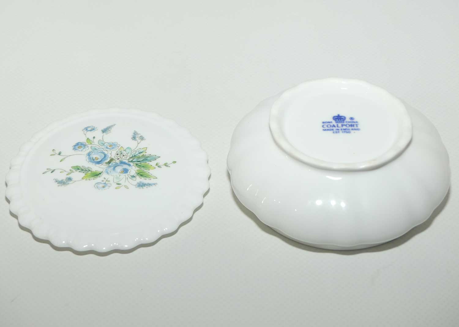 Coalport Bone China trinket box | 10cm | Delicate Blue Floral pattern