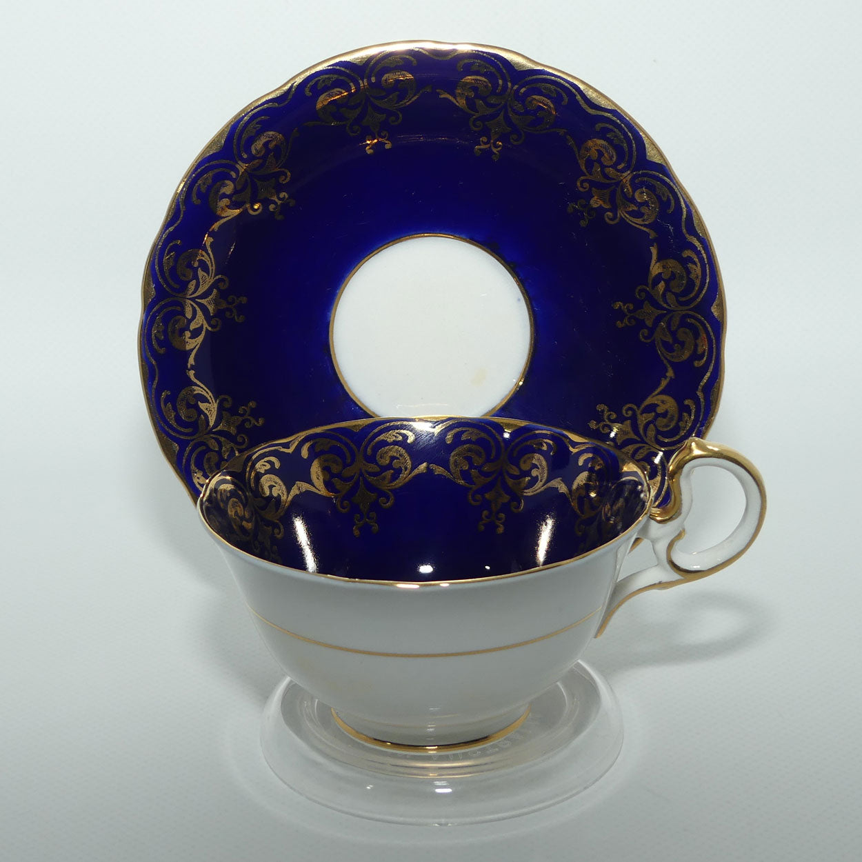 Aynsley Blue and Gilt tea duo B5133 | Fancy High Handle