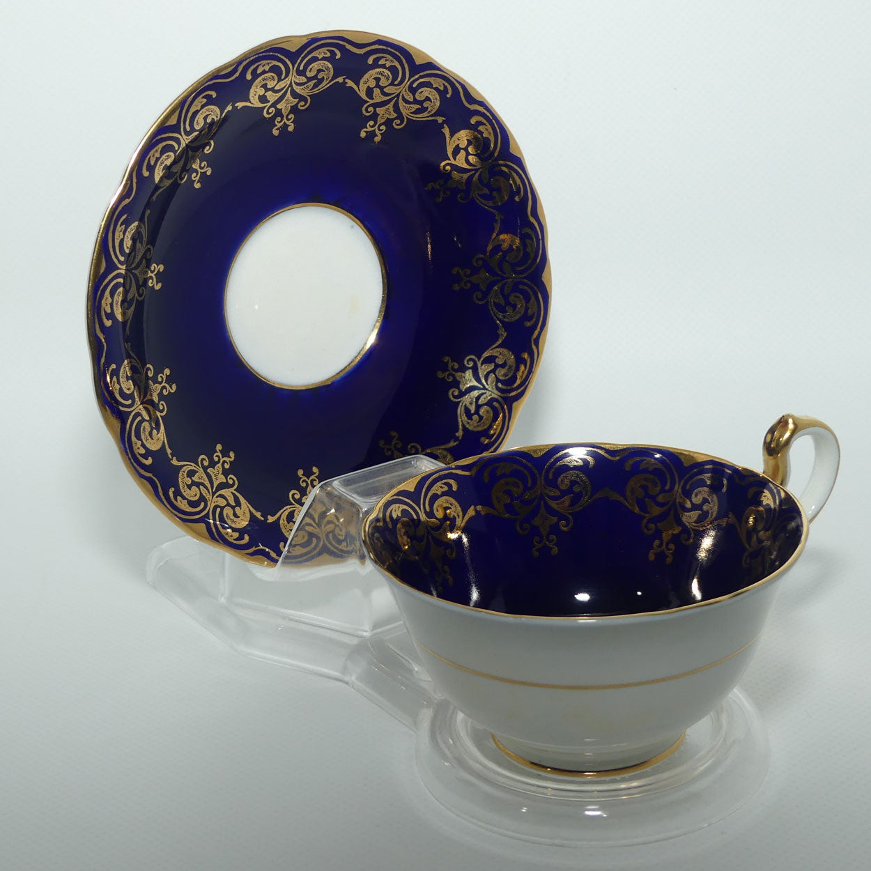 Aynsley Blue and Gilt tea duo B5133 | Fancy High Handle