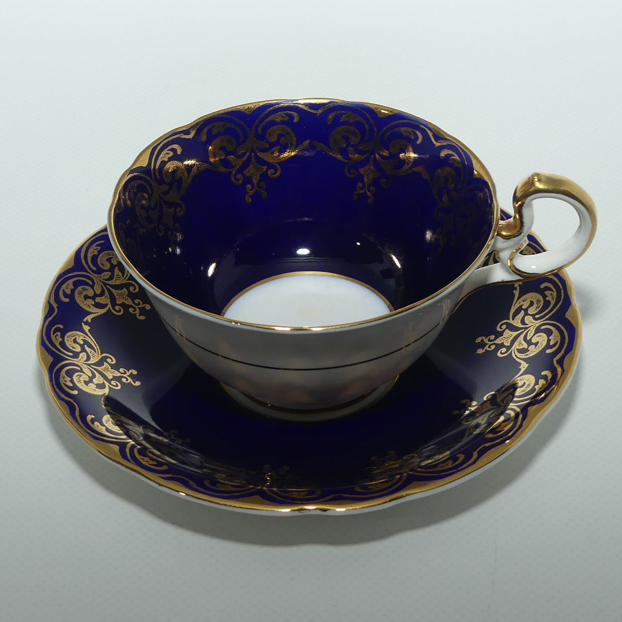 Aynsley Blue and Gilt tea duo B5133 | Fancy High Handle
