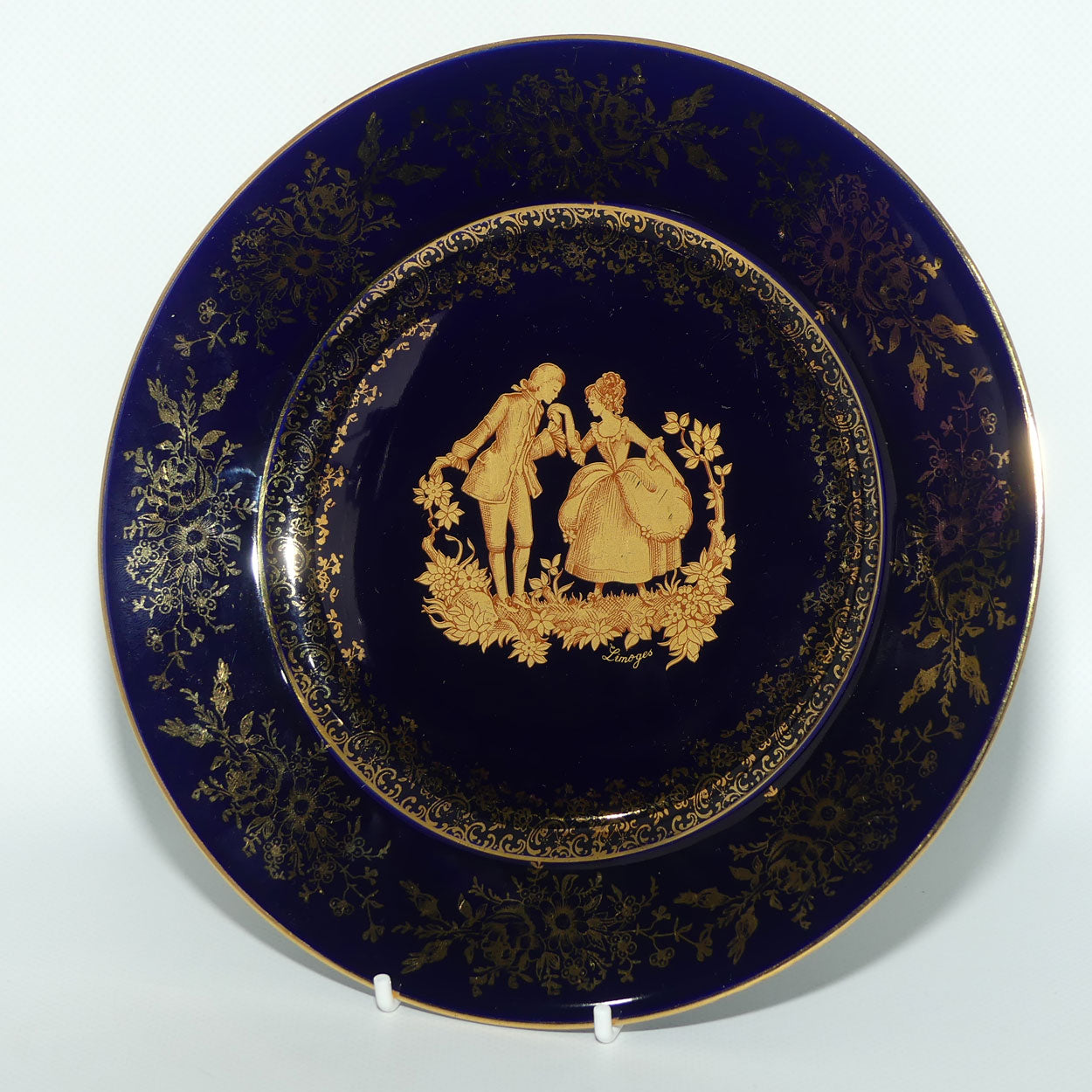 Porcelaine Limoges Castel France Blue and Gilt cabinet plate | 22cm wide