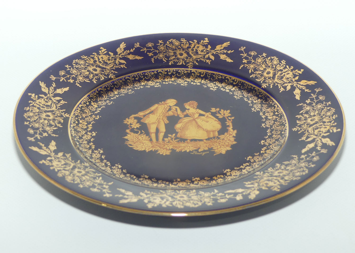 Porcelaine Limoges Castel France Blue and Gilt cabinet plate | 22cm wide