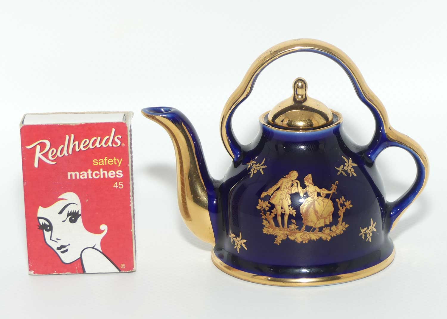 Limoges Veritable Porcelain d'Art France Blue and Gilt miniature tea kettle | #2
