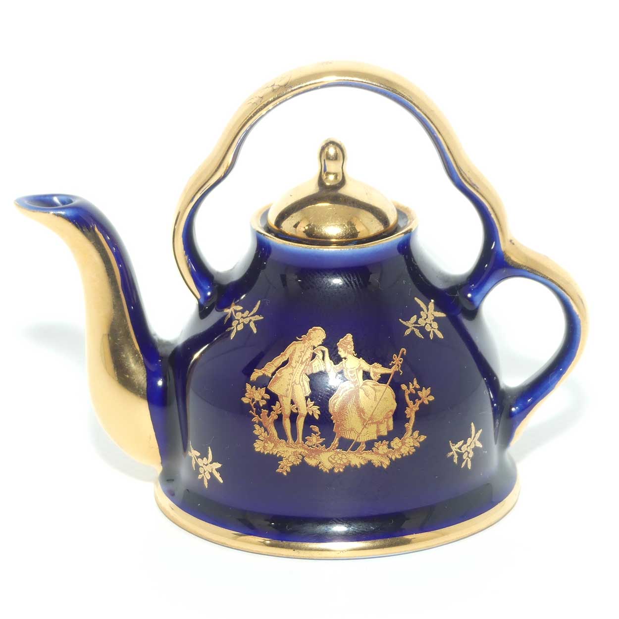 Limoges Veritable Porcelain d'Art France Blue and Gilt miniature tea kettle | #2