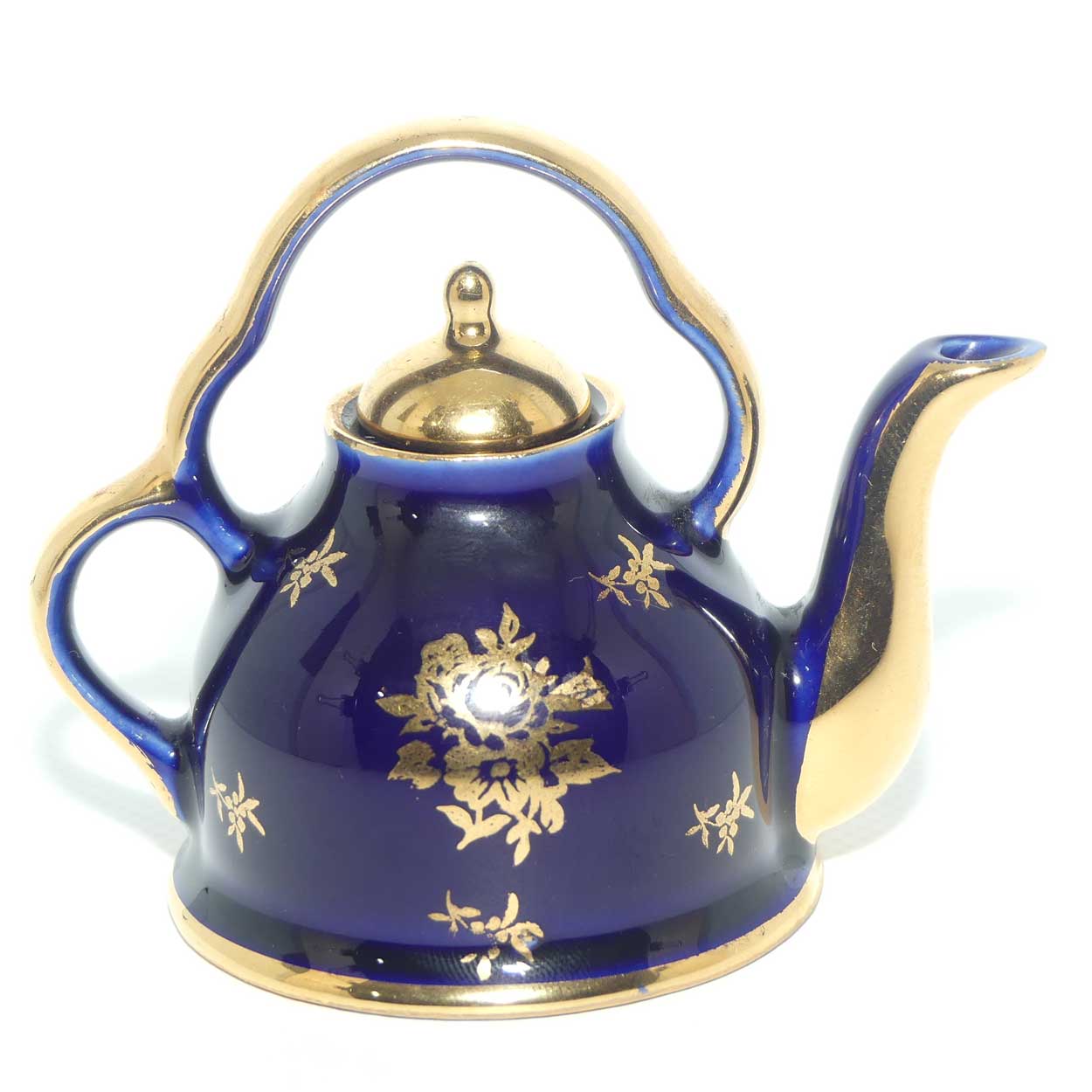 Limoges Veritable Porcelain d'Art France Blue and Gilt miniature tea kettle | #2
