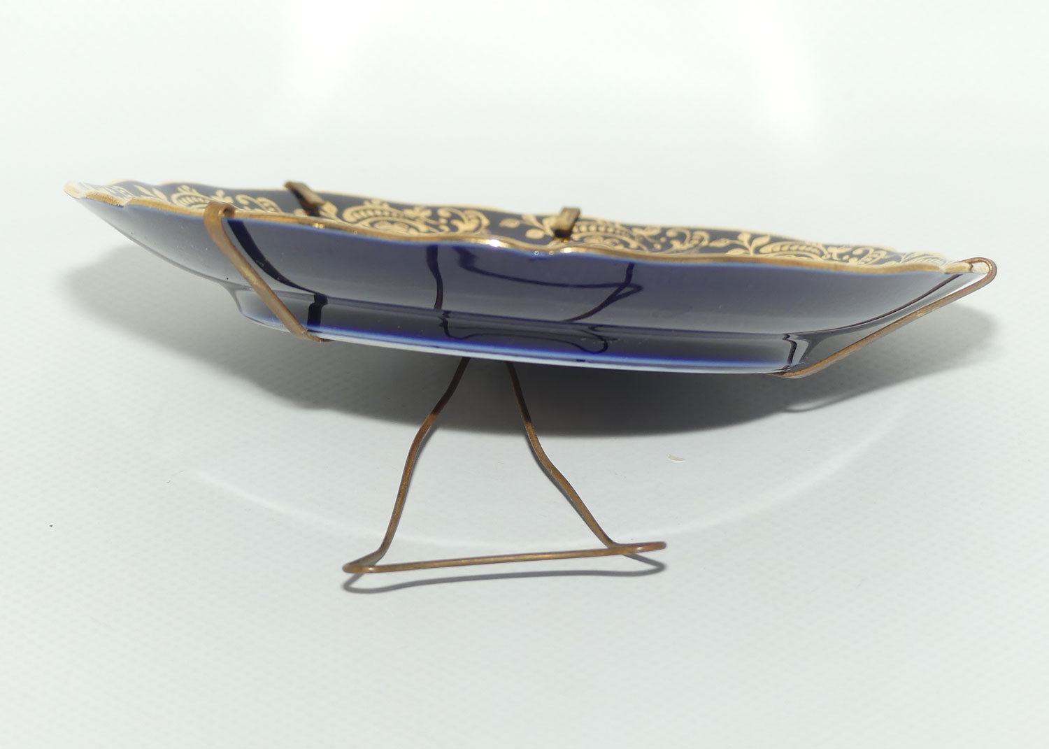 Limoges Porcelain France Blue and Gilt cabinet plate | Coloured Scene | 13cm wide