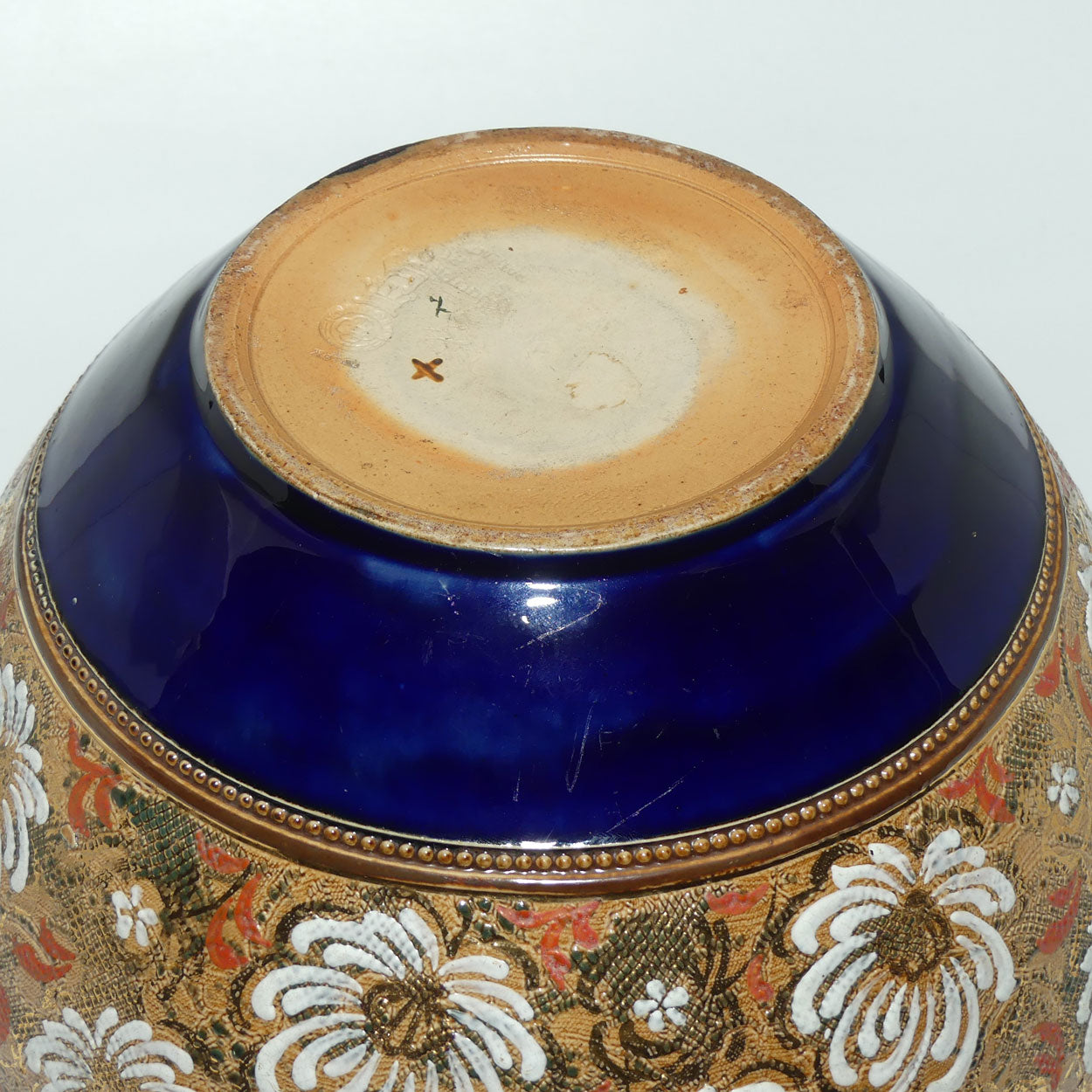 Royal Doulton Slaters Patent fluted rim Jardiniere | Royal Blue and Gilt Floral