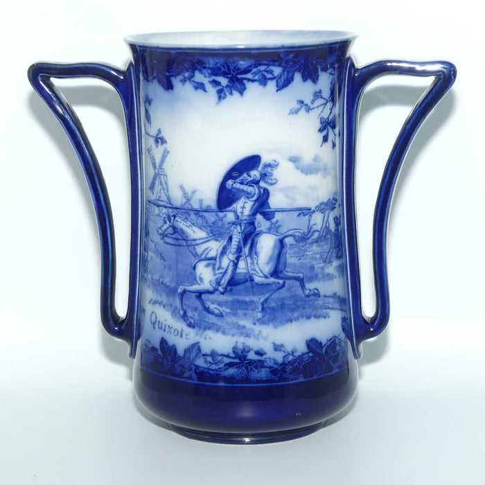 Royal Doulton Flow Blue Don Quixote handled vase