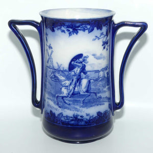 Royal Doulton Flow Blue Don Quixote handled vase