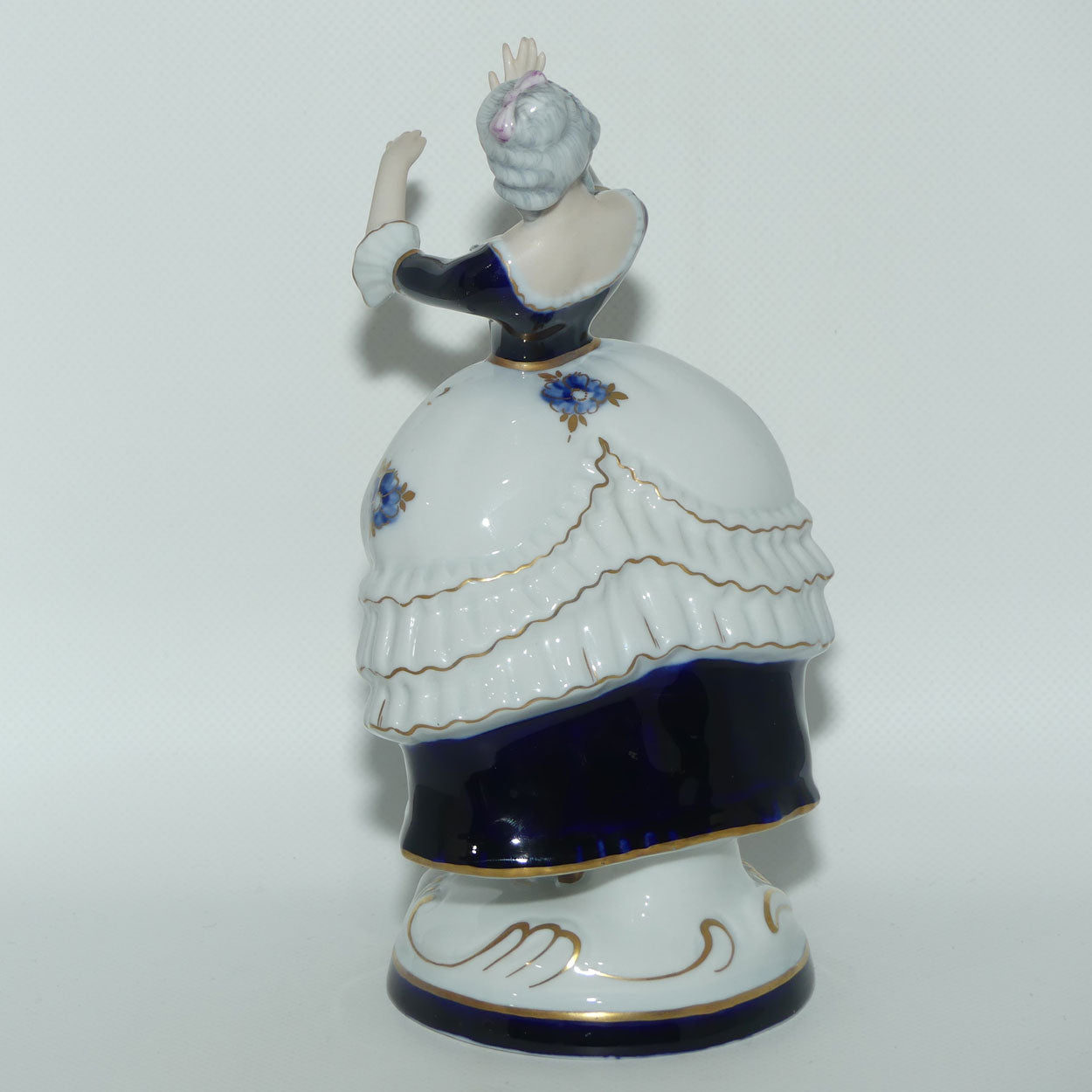 Royal Dux Bohemia figure | 18th Century Lady Dancer | Royal Blue | signed Janke