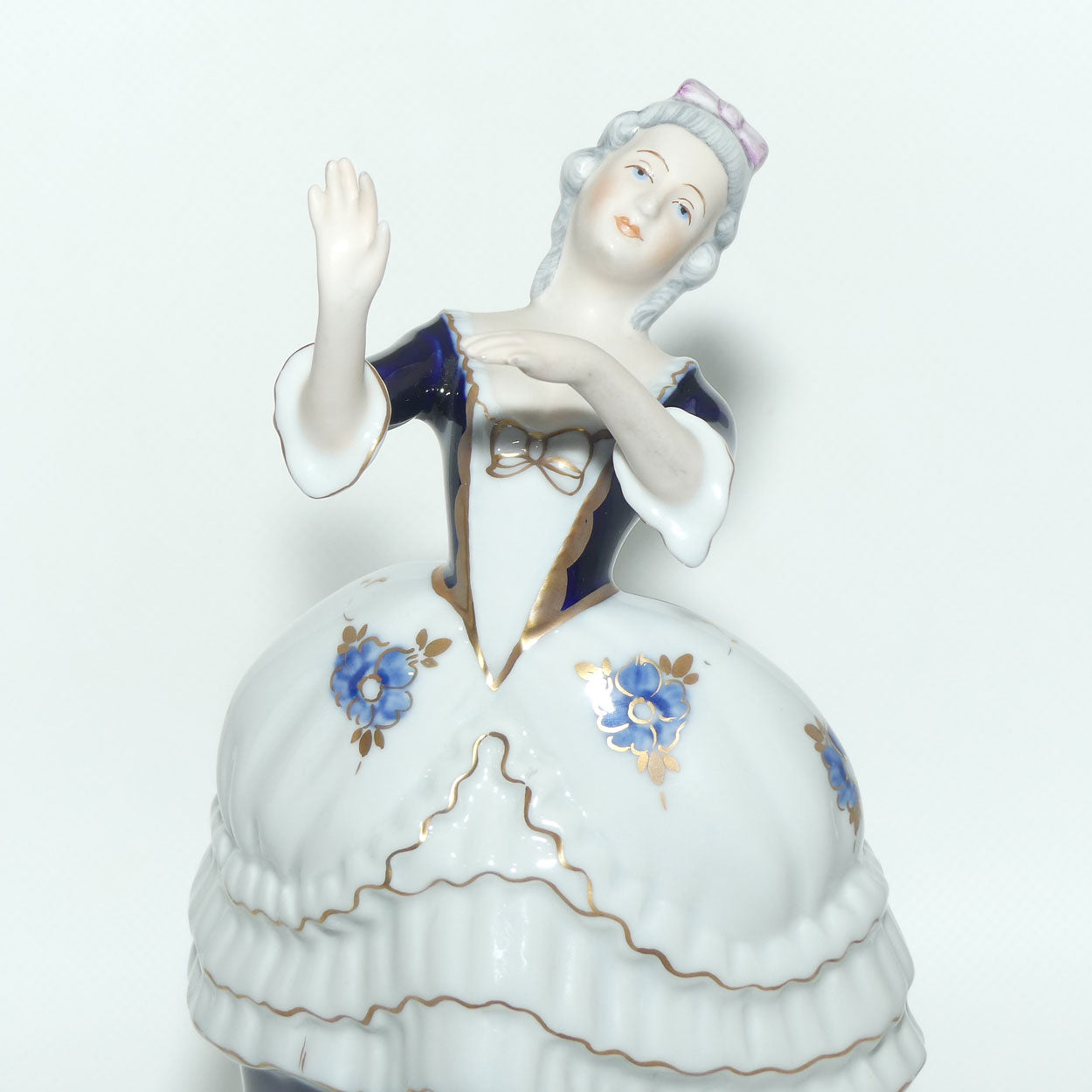 Royal Dux Bohemia figure | 18th Century Lady Dancer | Royal Blue | signed Janke