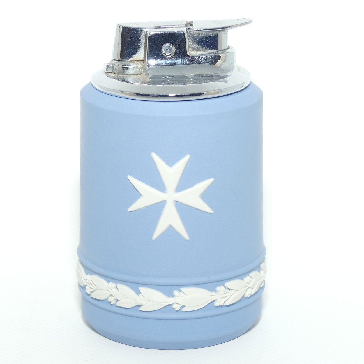Wedgwood Jasper | White on Pale Blue | Maltese Cross table lighter
