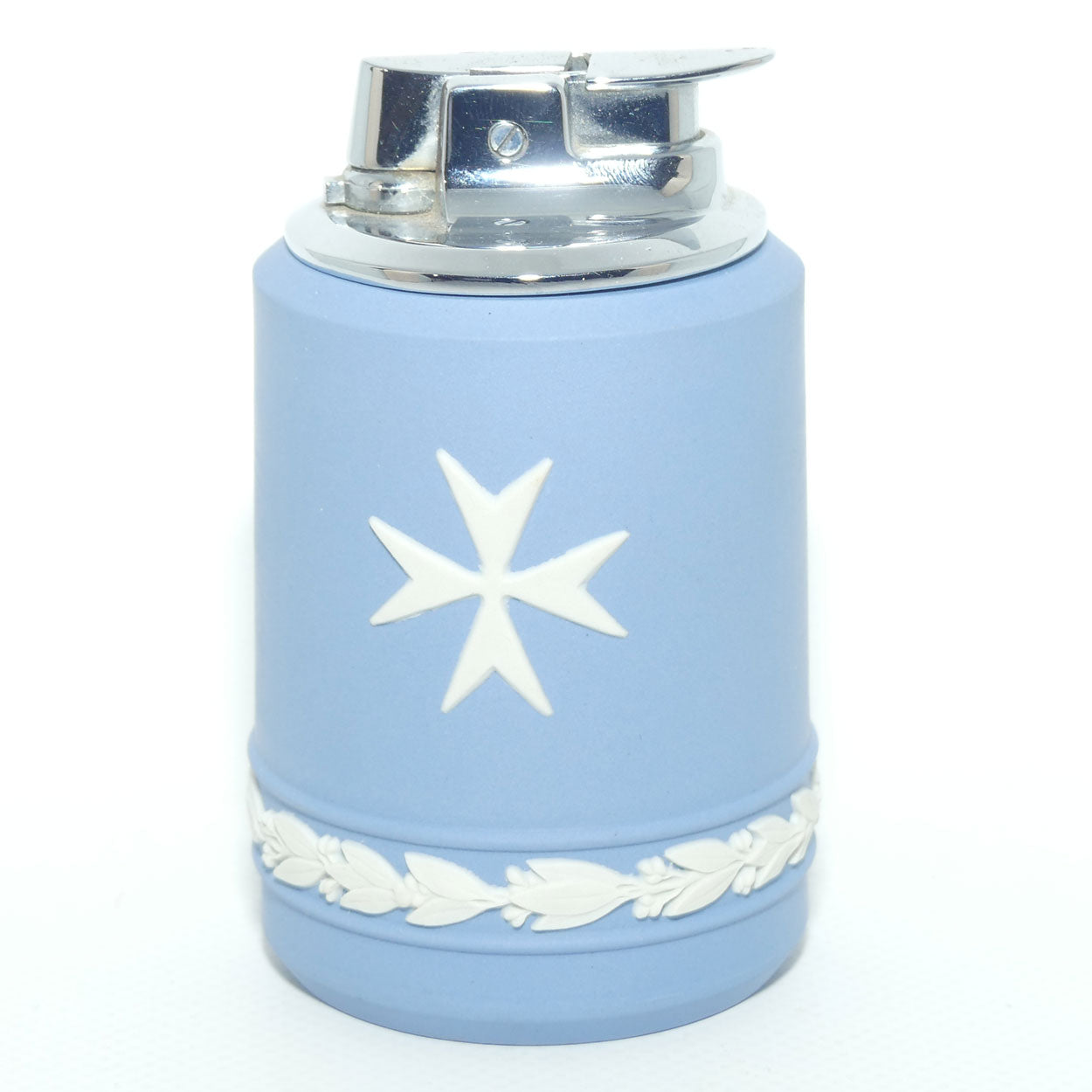 Wedgwood Jasper | White on Pale Blue | Maltese Cross table lighter