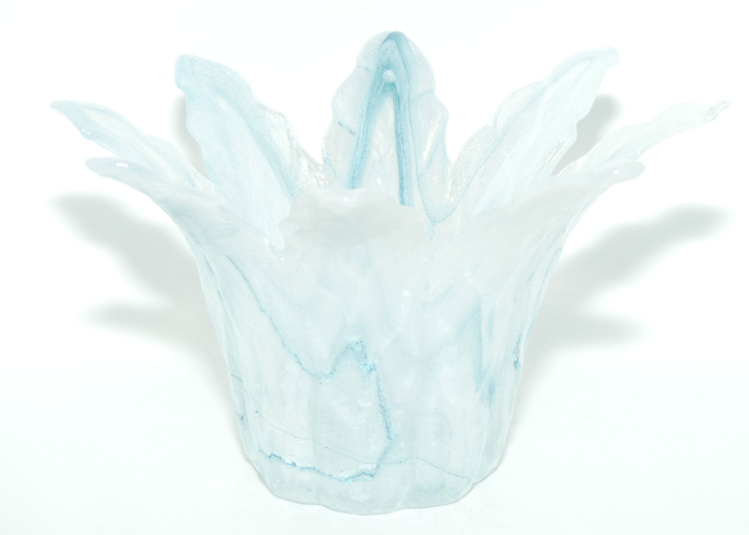 Vintage Marbled Art Glass vase | Ice Blue swirl effect | #1