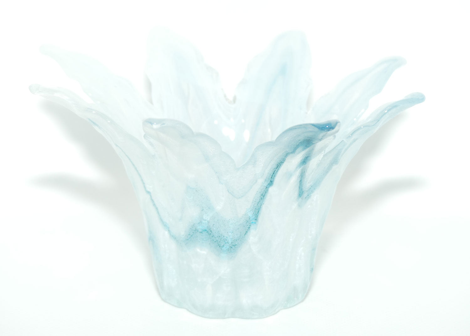 Vintage Marbled Art Glass vase | Ice Blue swirl effect | #1