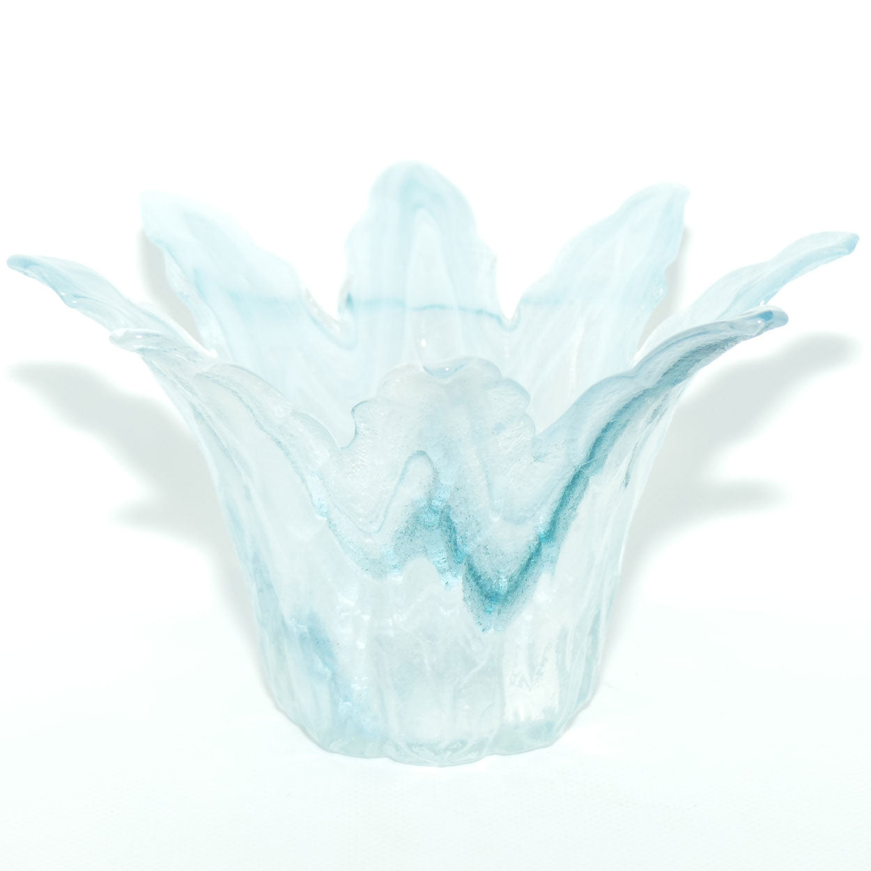 Vintage Marbled Art Glass vase | Ice Blue swirl effect | #2