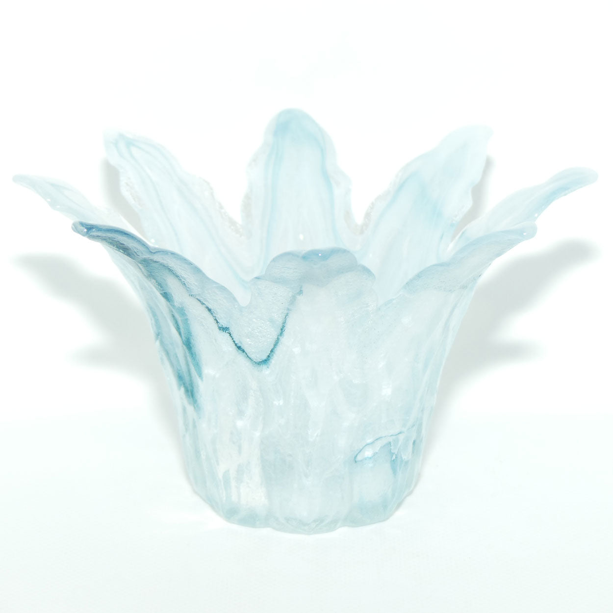 Vintage Marbled Art Glass vase | Ice Blue swirl effect | #2