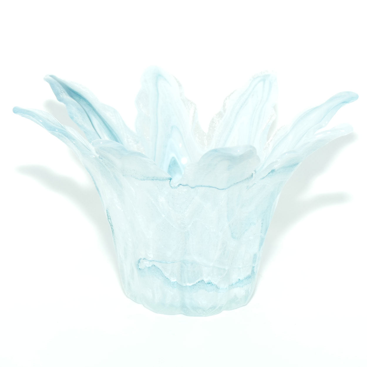 Vintage Marbled Art Glass vase | Ice Blue swirl effect | #2