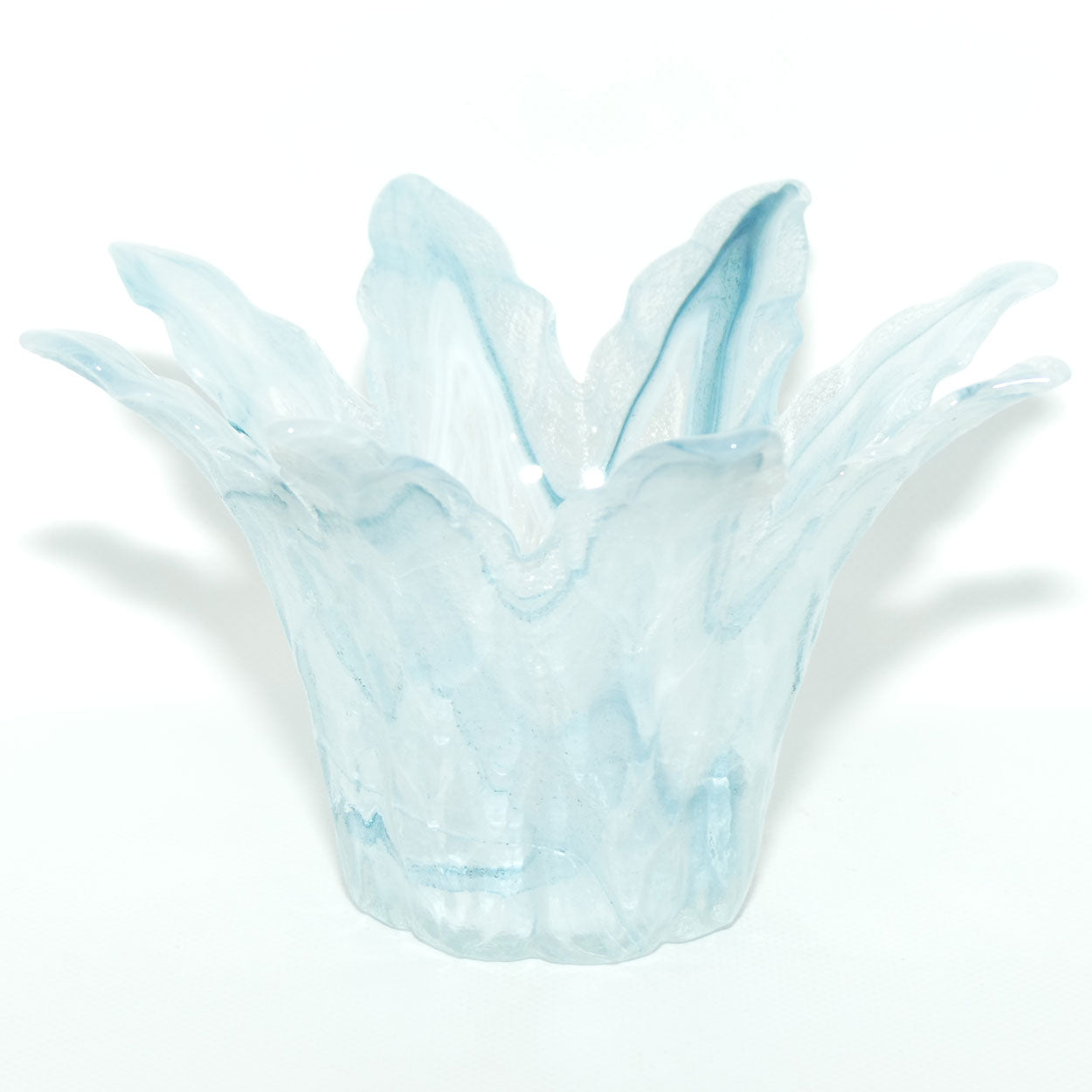 Vintage Marbled Art Glass vase | Ice Blue swirl effect | #2