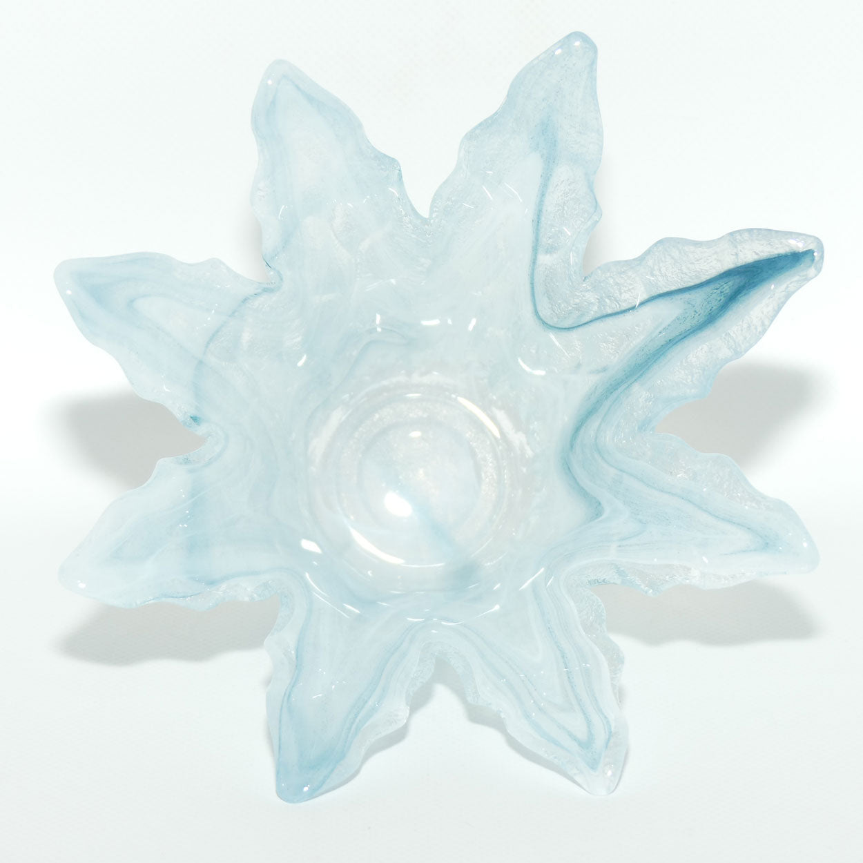 Vintage Marbled Art Glass vase | Ice Blue swirl effect | #2