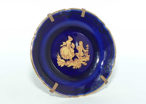 Limoges France Traditional Courting Couple miniature plate | 6.5cm | Gilt on Blue