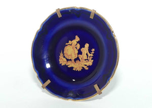 Limoges France Traditional Courting Couple miniature plate | 6.5cm | Gilt on Blue