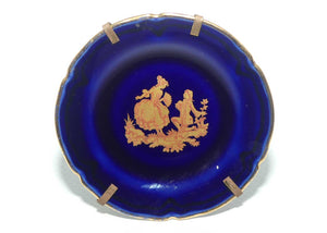 Limoges France Traditional Courting Couple miniature plate | 6.5cm | Gilt on Blue