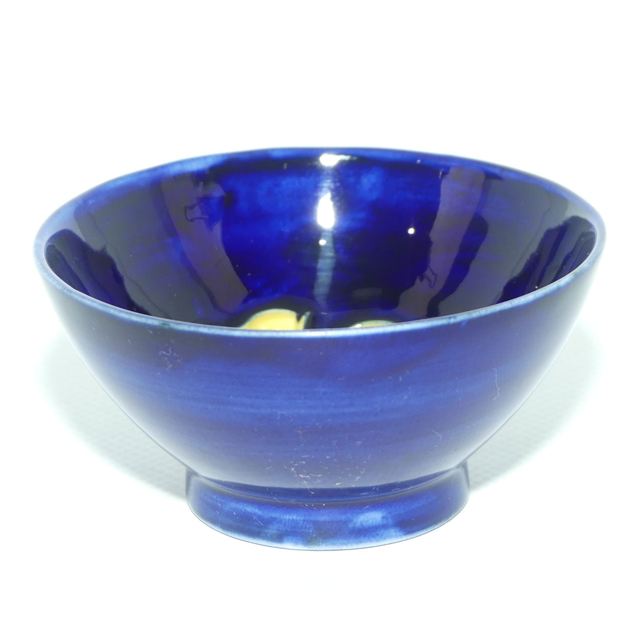 Walter Moorcroft Clematis with Blue ground footed bowl | Purple Flower | 8.7cm diam | #2