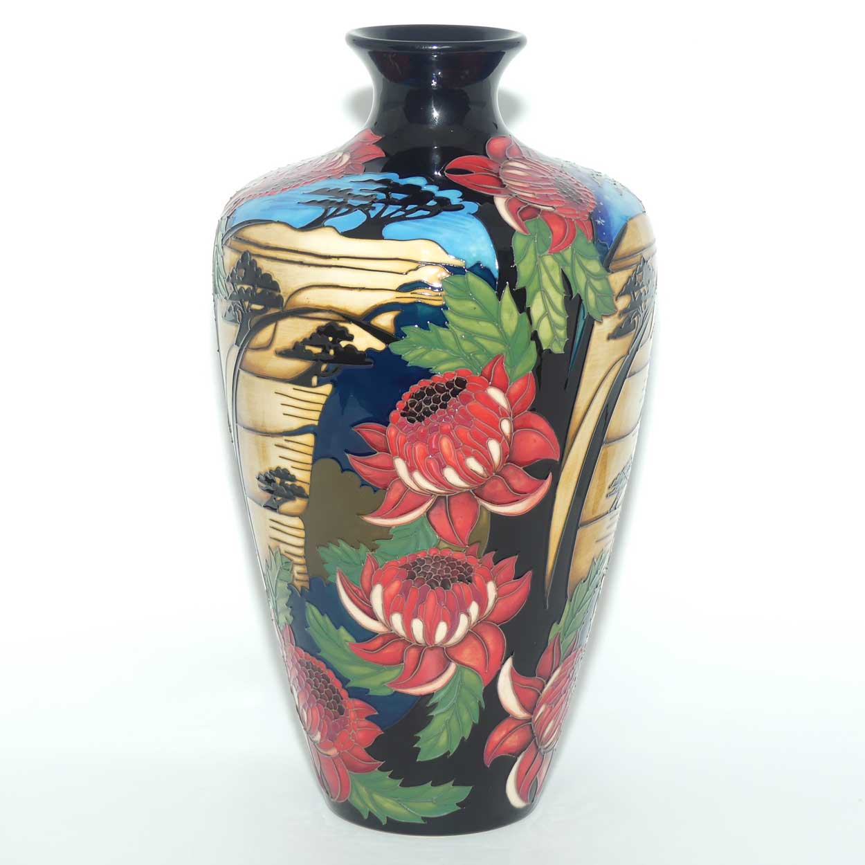 Moorcroft Blue Mountains Waratah vase | Shape 72/12 | Num Ed #91 | no box