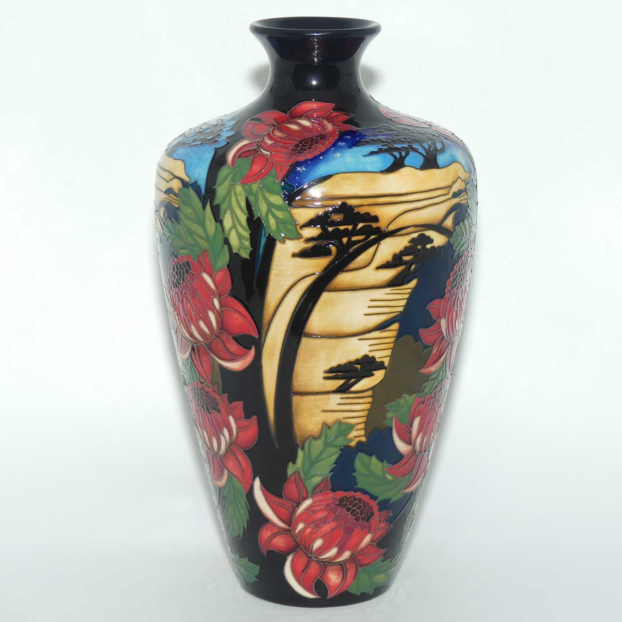 Moorcroft Blue Mountains Waratah vase | Shape 72/12 | Num Ed #91 | no box