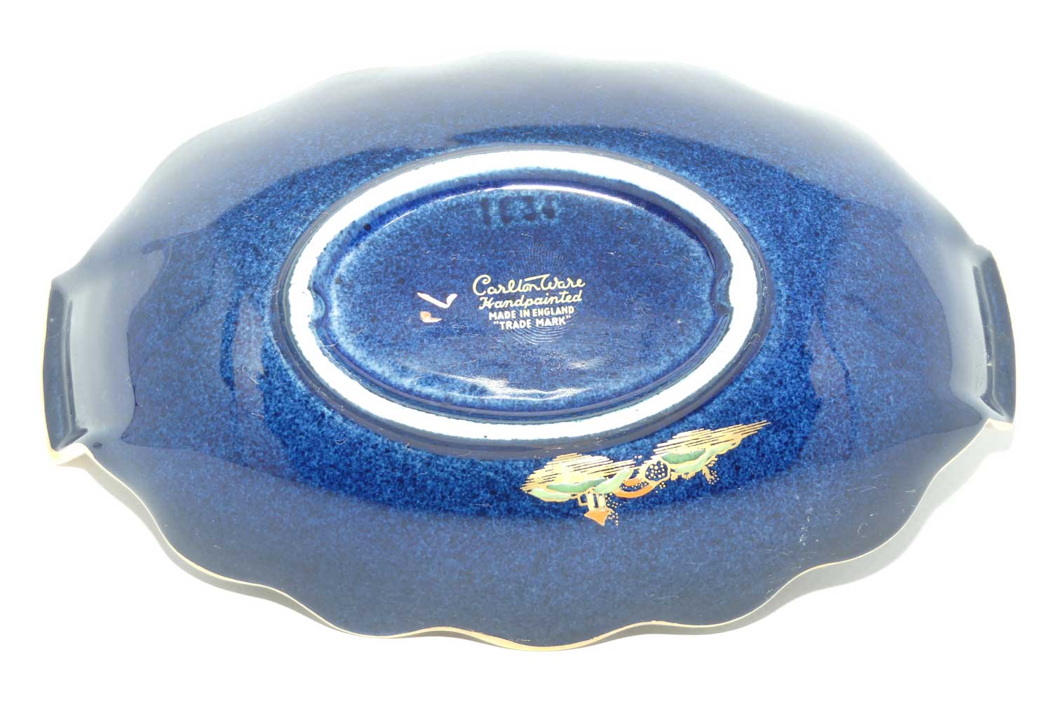 Carlton Ware Blue Pagoda pattern oval bowl | 2 Birds | 17cm wide
