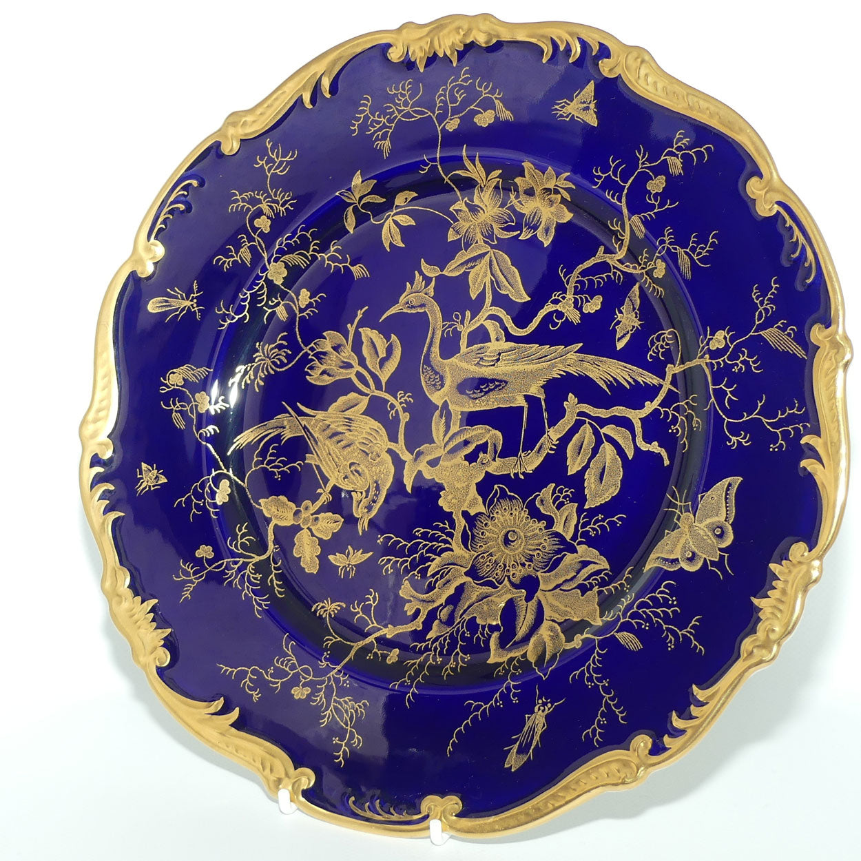 Coalport Asiatic Pheasants design Royal Blue and Heavily Gilt plate