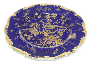 Coalport Asiatic Pheasants design Royal Blue and Heavily Gilt plate