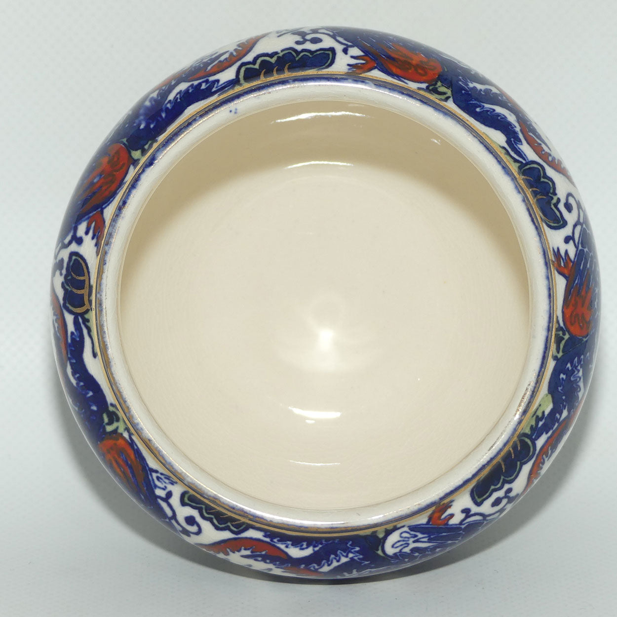 Royal Doulton  Mythical Birds A pot | Flow Blue and Iron Red