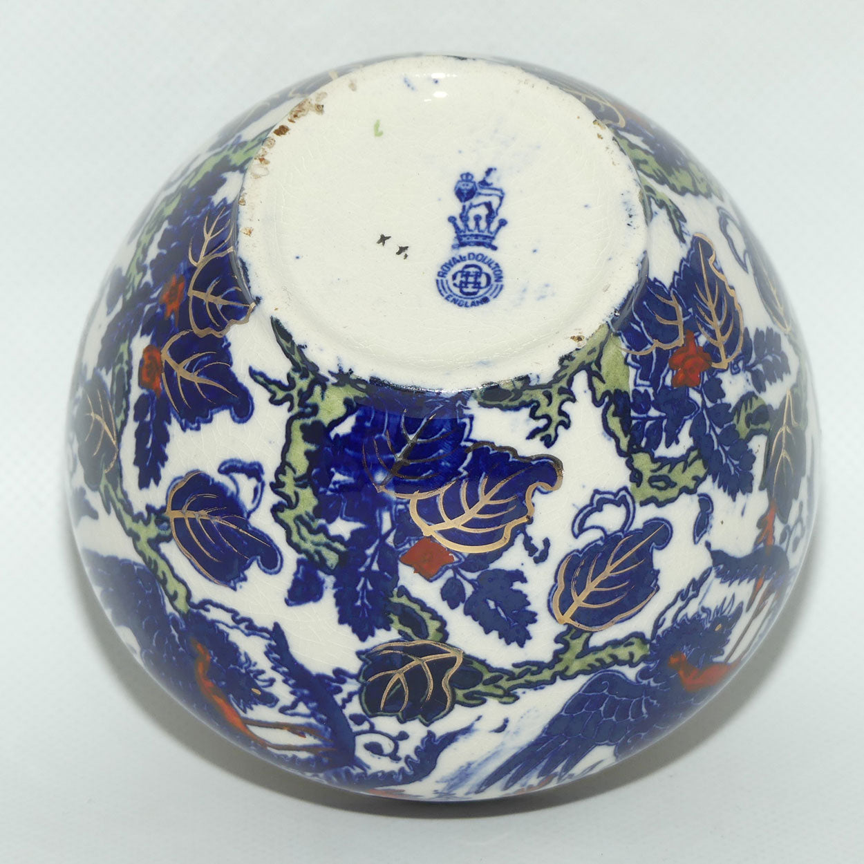 Royal Doulton  Mythical Birds A pot | Flow Blue and Iron Red