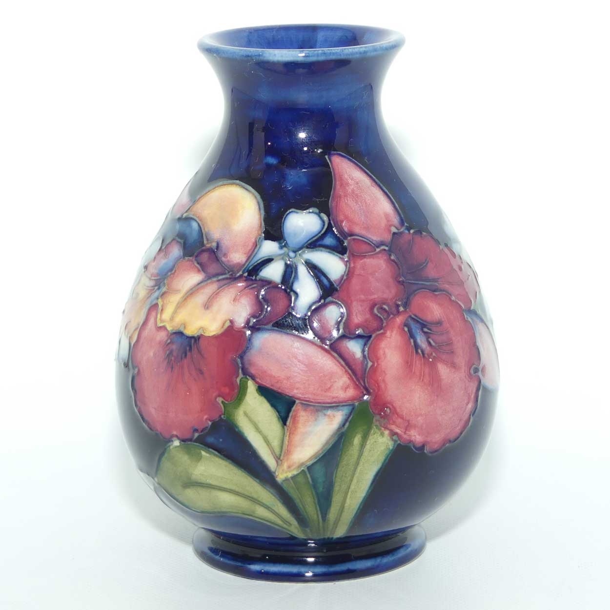 Walter Moorcroft Orchid on Dark Blue Ground vase | Shape 7/5