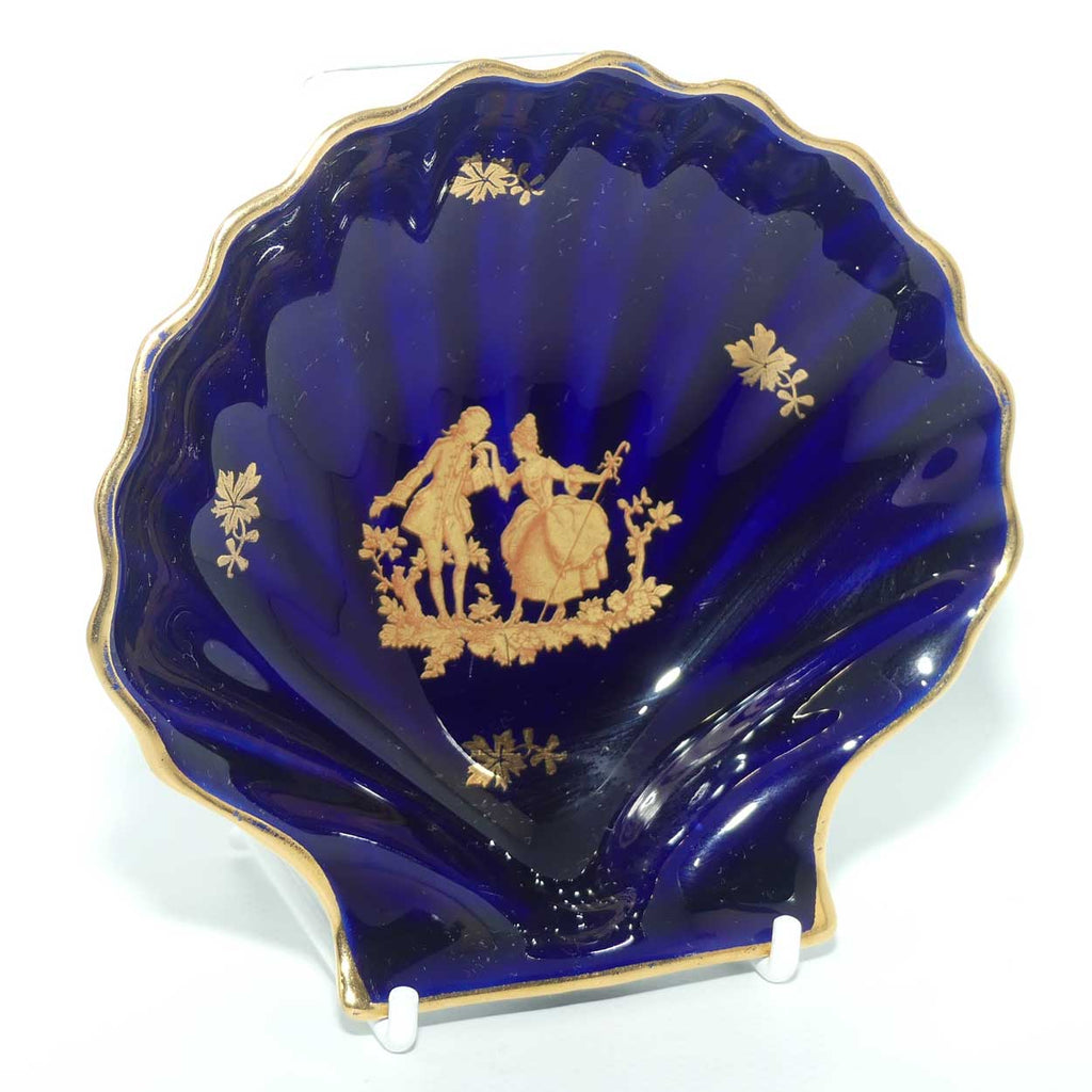 Limoges Courting Couple shell dish | Blue and Gilt 