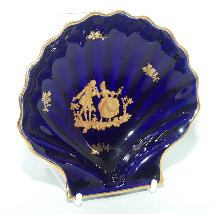 Limoges Courting Couple shell dish | Blue and Gilt