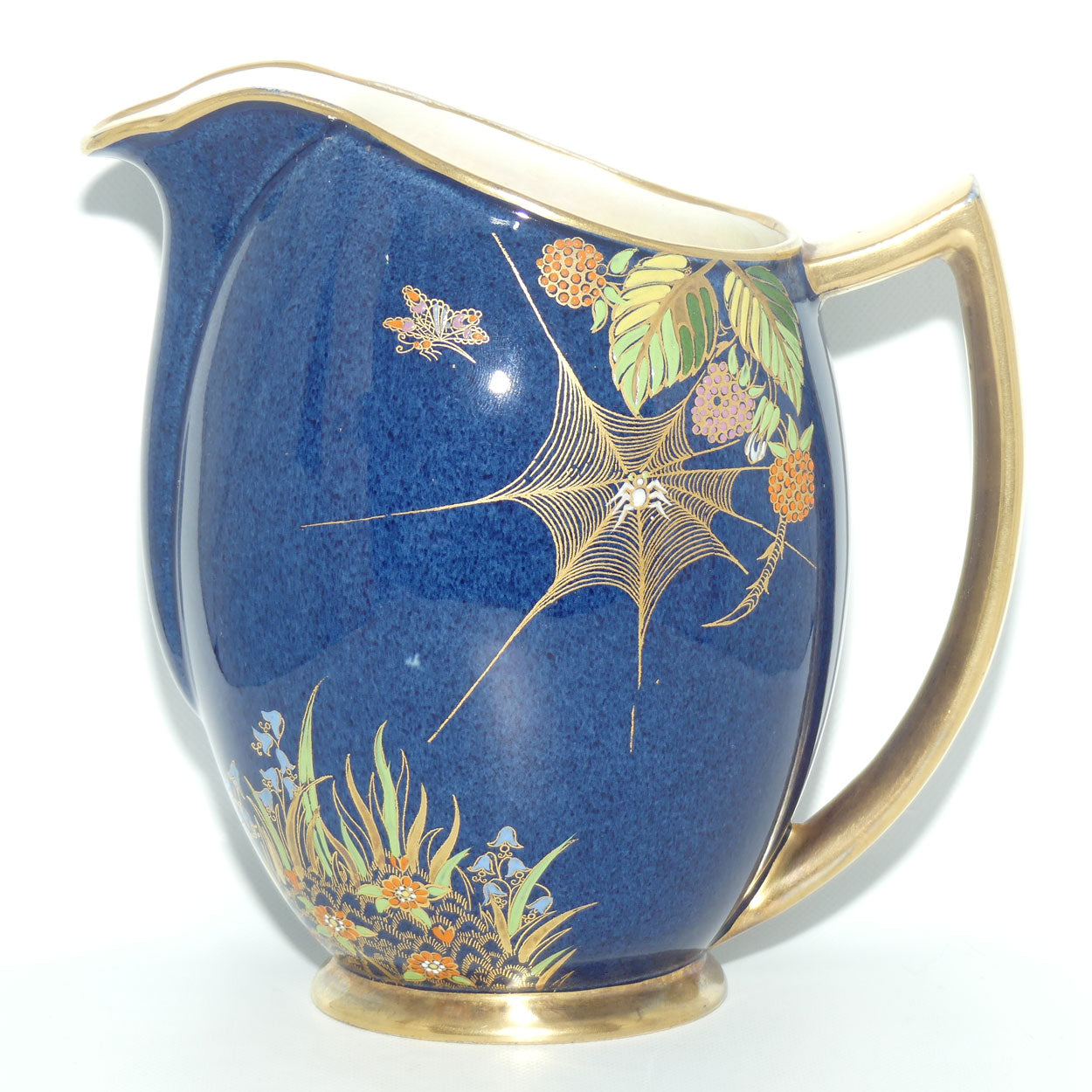 Carlton Ware Blue Spider Web gilt handle jug | Shape 1675