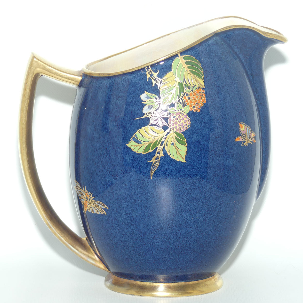 Carlton Ware Blue Spider Web gilt handle jug | Shape 1675