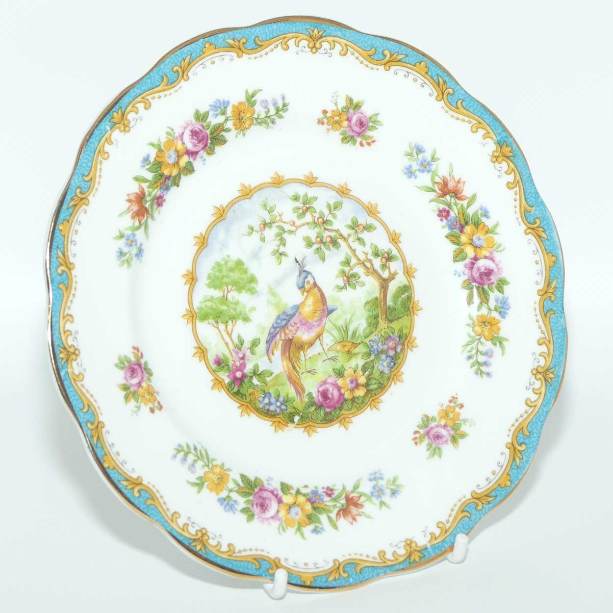 Royal Albert Bone China Chelsea Bird trio | Aqua Blue Trim