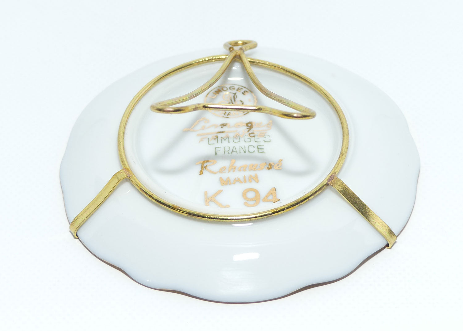 Limoges France Rehausse Main Blue Border courting couple plate in frame