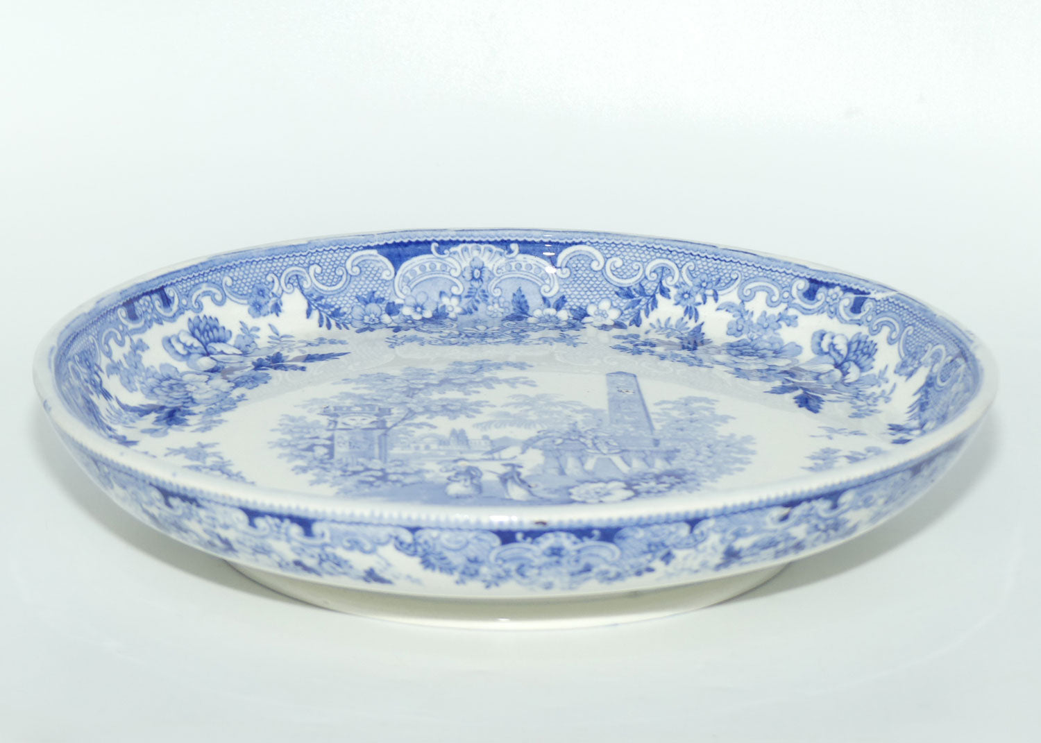 mid Victorian era CT Maling Blue and White transfer ware cake stand