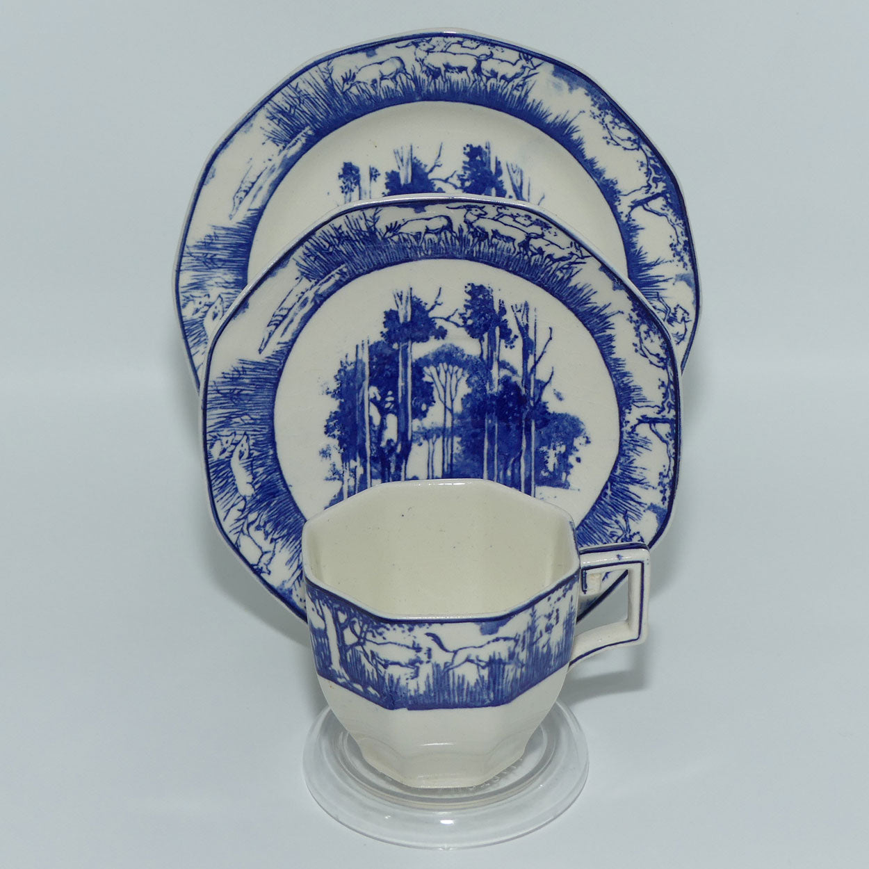 Royal Doulton Blue and White trio | Bushveld | African Wild Animals Border