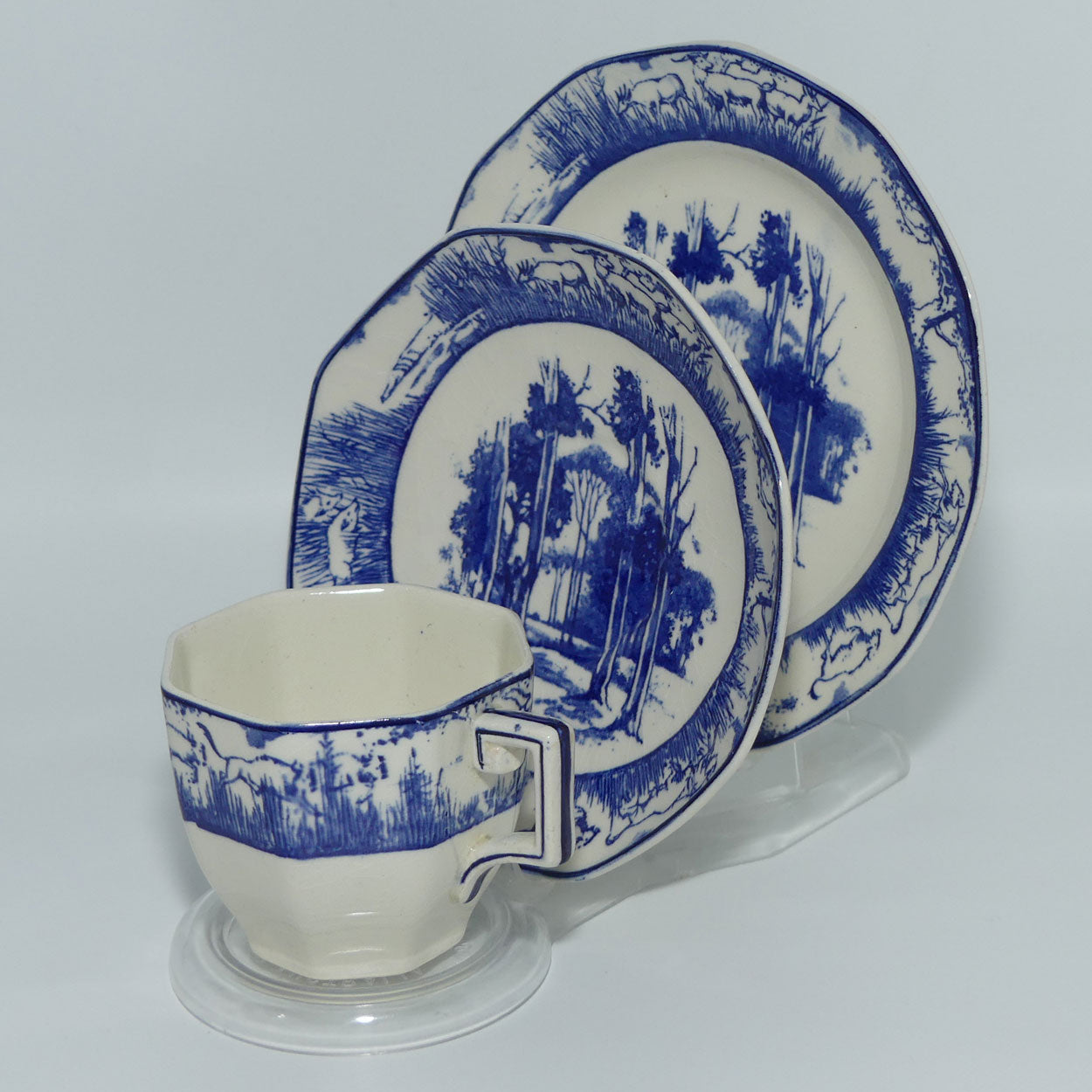 Royal Doulton Blue and White trio | Bushveld | African Wild Animals Border