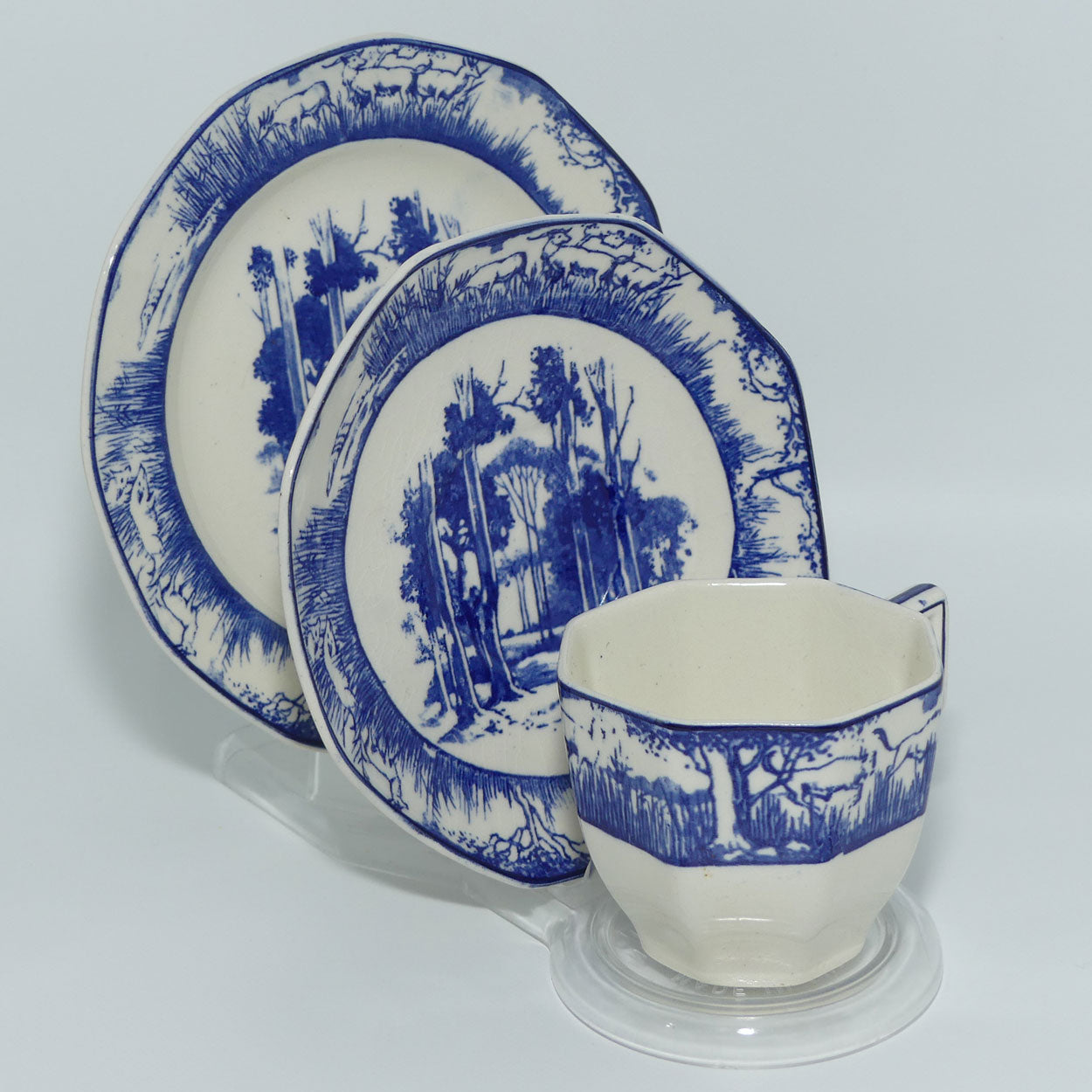 Royal Doulton Blue and White trio | Bushveld | African Wild Animals Border