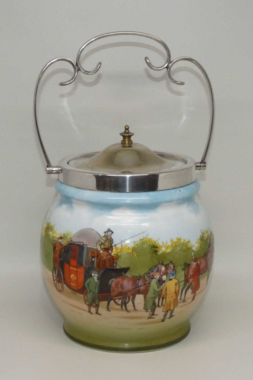 Royal Doulton Blue Sky | Coaching Days lidded biscuit barrel E2768