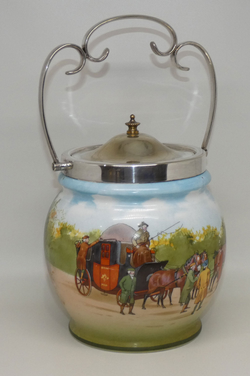 Royal Doulton Blue Sky | Coaching Days lidded biscuit barrel E2768