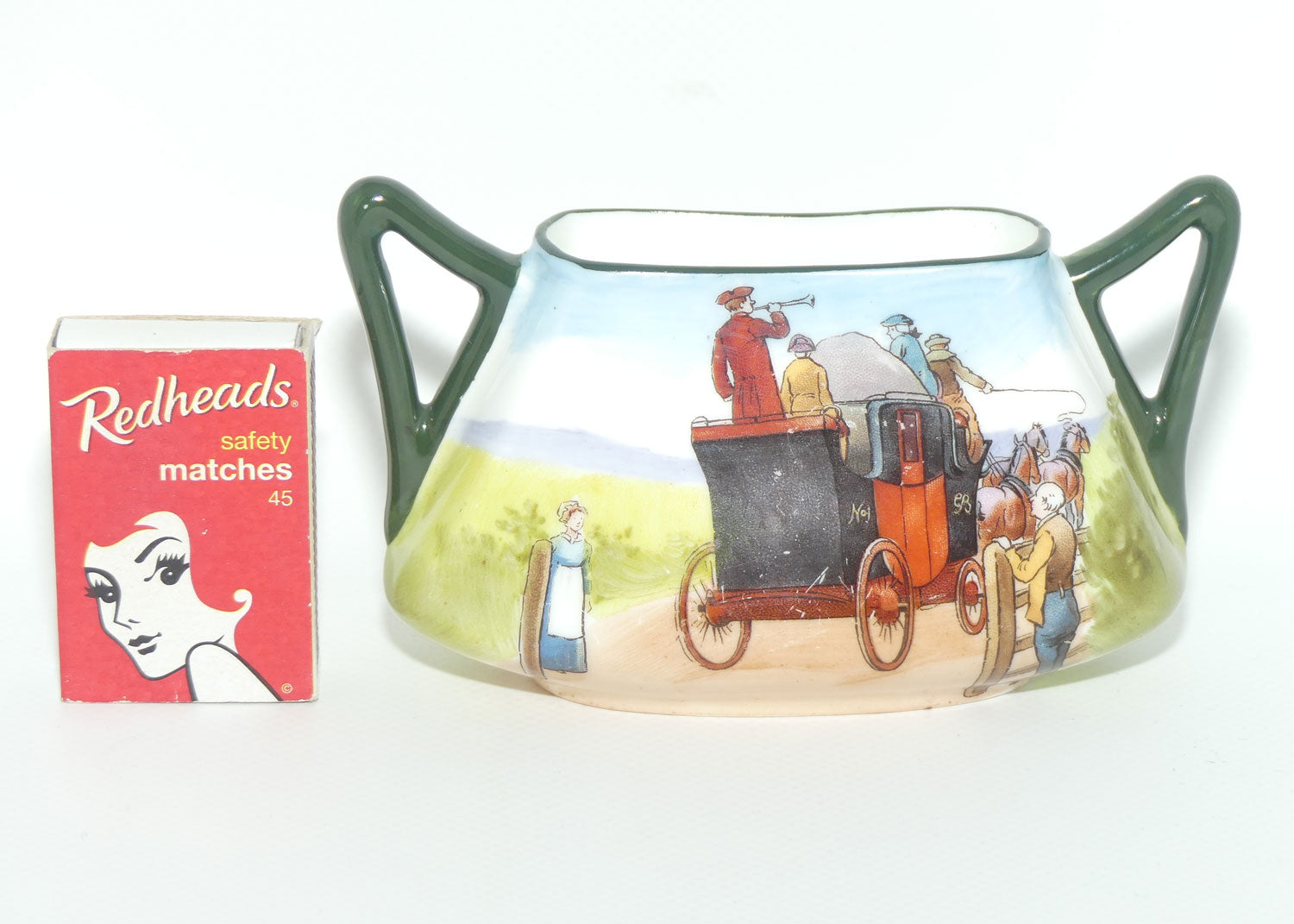 Royal Doulton Coaching Days twin handle vase | High Handles | rare Blue Sky variation E2768