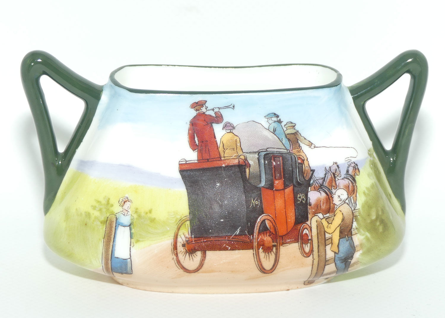 Royal Doulton Coaching Days twin handle vase | High Handles | rare Blue Sky variation E2768